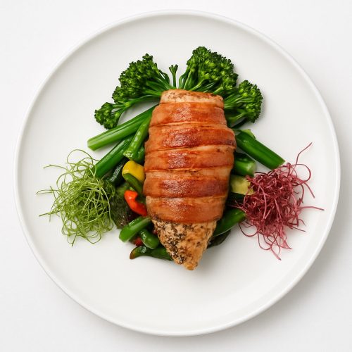 Bacon Wrapped Chicken Stuffed with Ham and Cheese